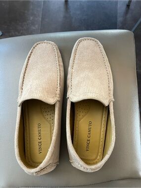 Vince Camuto Men’s Beige Suede Loafers